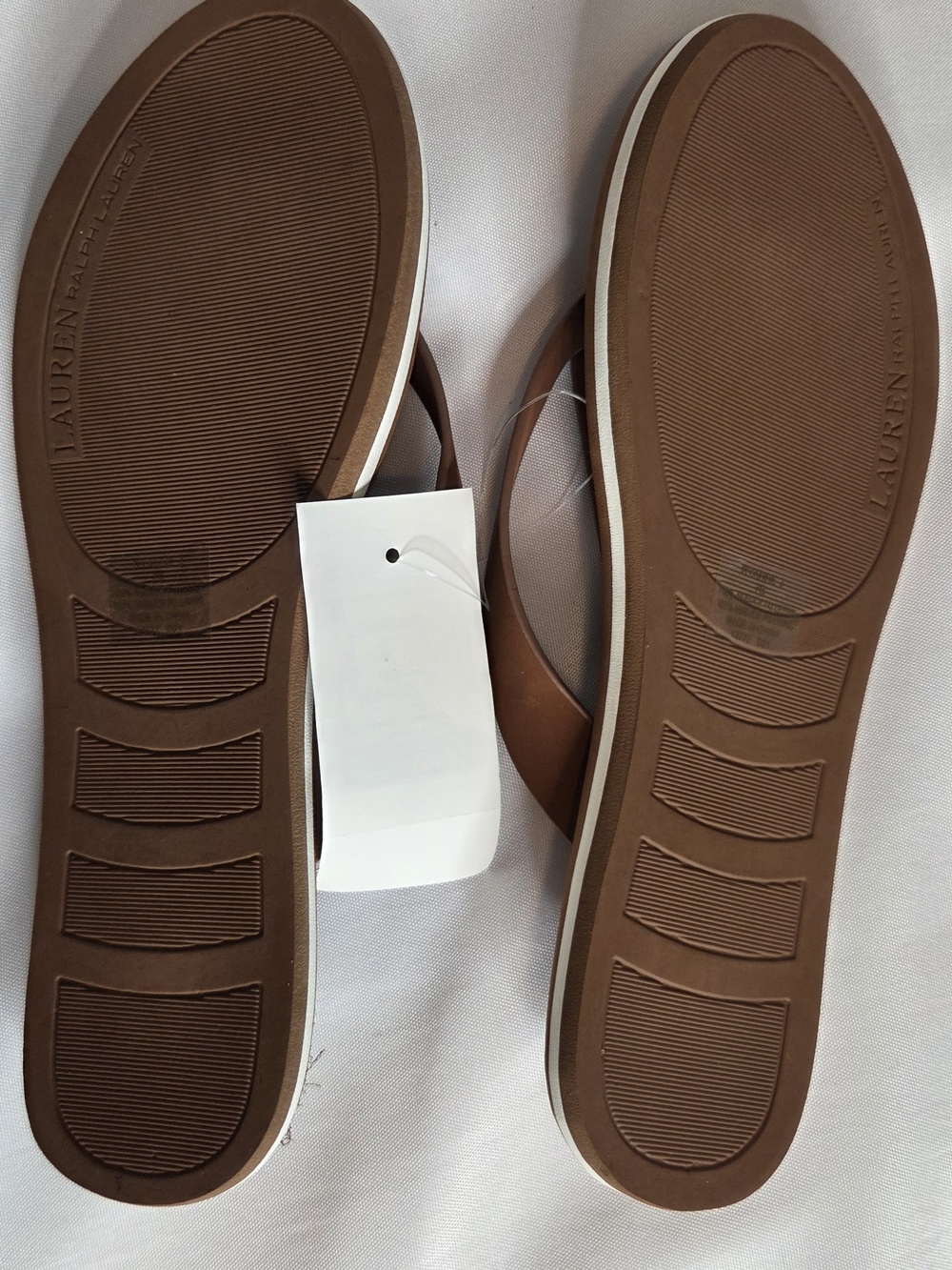 Lauren Ralph Lauren Brown Leather Thong Sandals - Picture 3 of 4